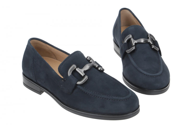 Gabor Schuhe Slipper blau Velour G-Weite 32.422.46