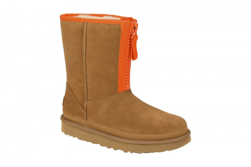UGG CLASSIC SHORT ZIPPER TAPE LOGO Stiefel braun orange 1144035