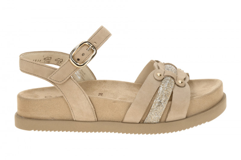 Gabor Sandale beige sand Samt Strass 83.770.14