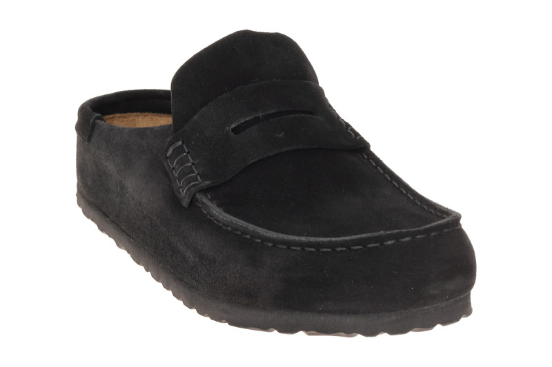 Birkenstock Naples Wrapped Mokassin Clog Pantolette schwarz Schmal-Weit