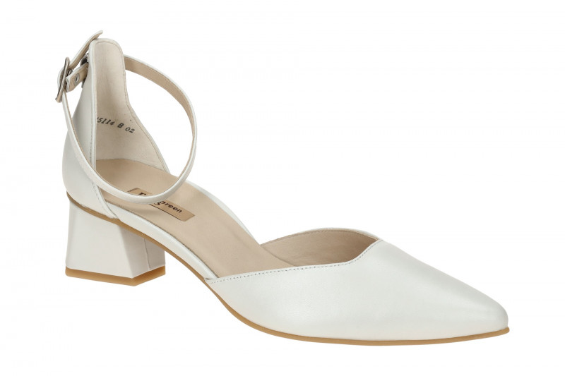 Paul Green Riemchen Pumps weiß pearl Seidenmatt Nappa 3820