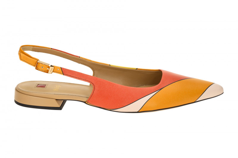 Högl Sophie Sling Pumps orange rot Streifen 1948