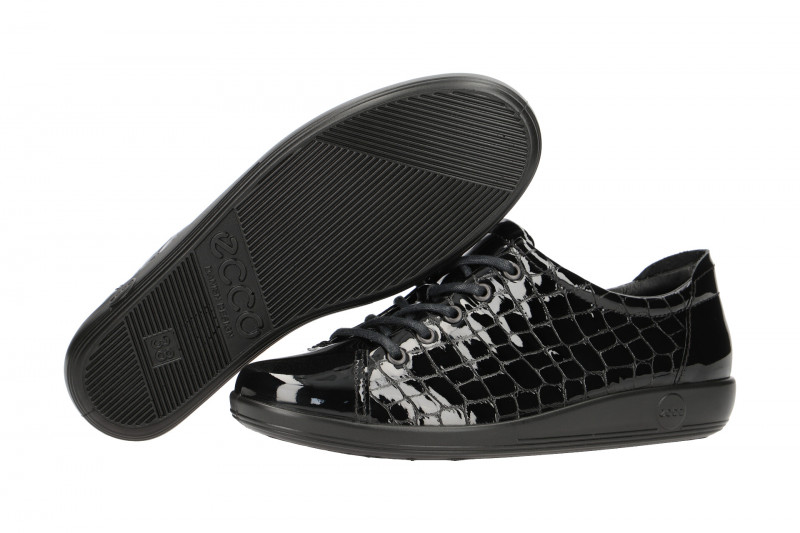Ecco Soft 2 Schuhe schwarz croco Lack