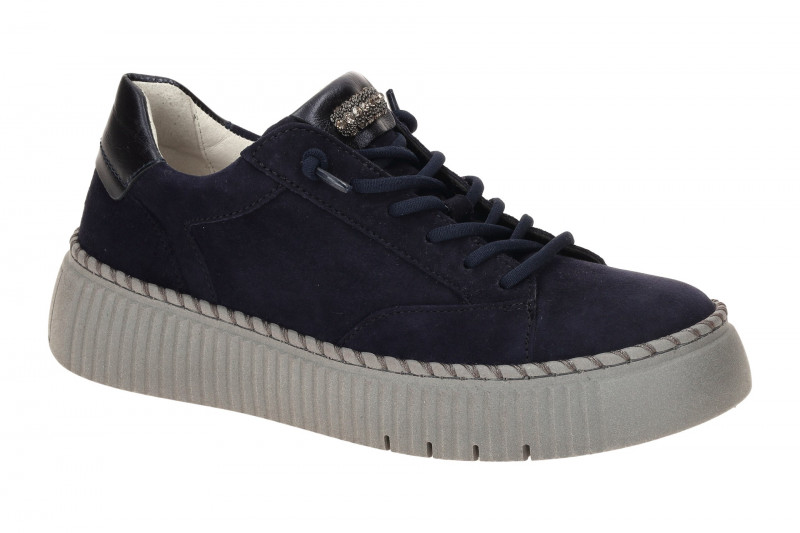 Gabor Schuhe blau Plateau Sneakers Strass-Schmuck 73.243.16