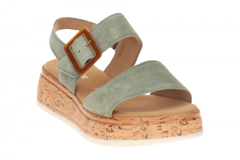 Gabor Plateau Sandale grün Velour Kork 82.744.44