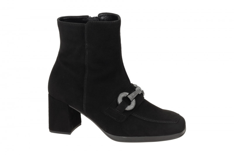 Gabor Stiefelette schwarz Velour mit Schmuck 35.693.17