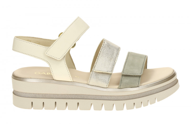 Gabor Plateau Sandalen beige grün kombi 84.620.69