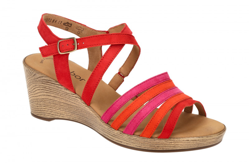 Gabor Plateau Sandale rot pink Velour 44.671.10