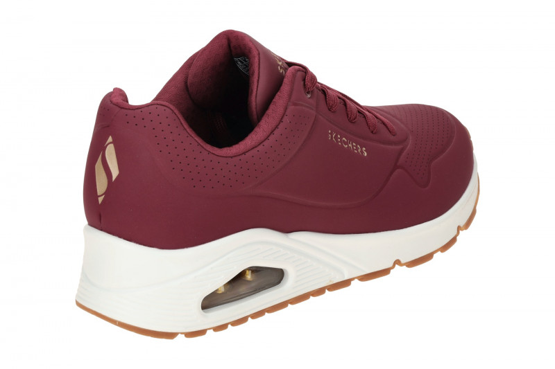 Skechers Uno Schuhe dunkelrot weiß Damen Sneakers 73690
