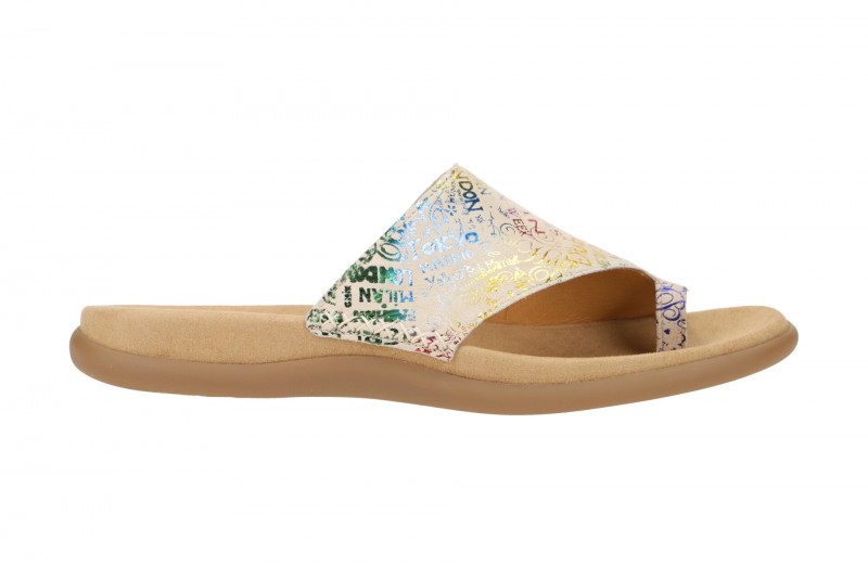 Gabor Zehentrenner Pantolette beige multi letter 23.700.64