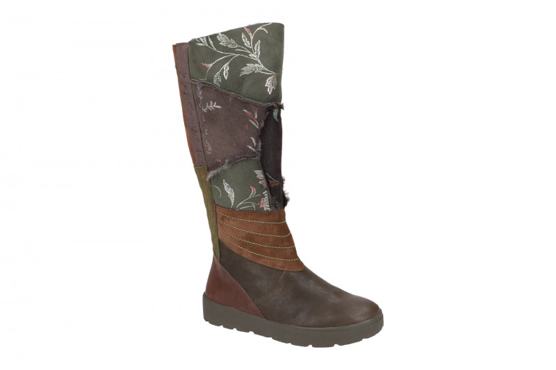 Think Drunta Stiefel grün braun Lammfell