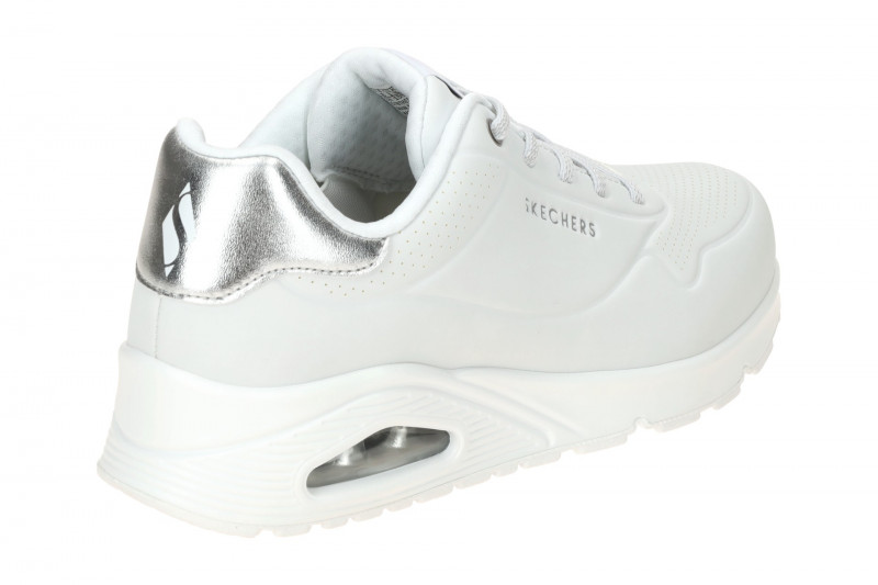 Skechers Uno Schuhe Damen Sneakers weiß silber 155196