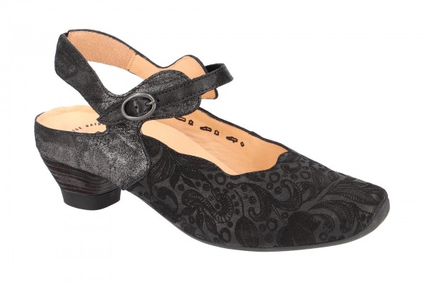 Schuh Modell Aida Sling Pumps schwarz mit Wechselfußbett ! Think THINK Beutel 