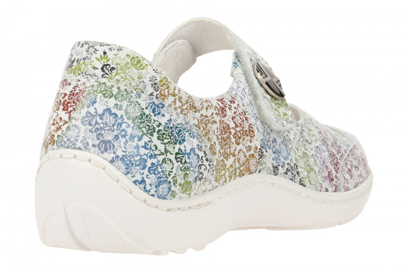 Waldläufer Henni Mary-Jane Schuhe weiß Blumen 496309