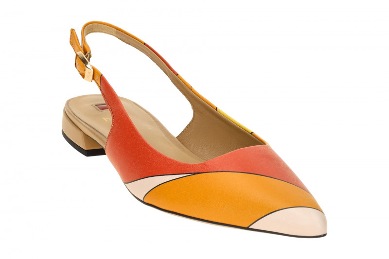 Högl Sophie Sling Pumps orange rot Streifen 1948
