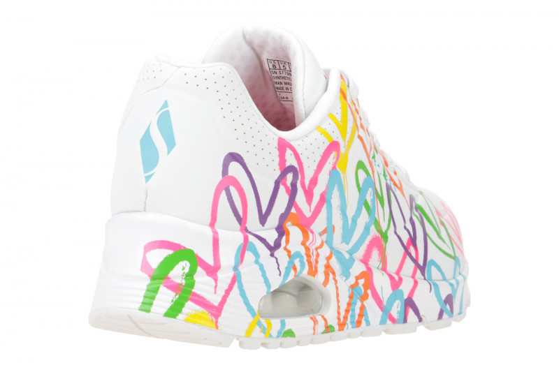 Skechers Uno Schuhe weiß bunte Herzen 177981