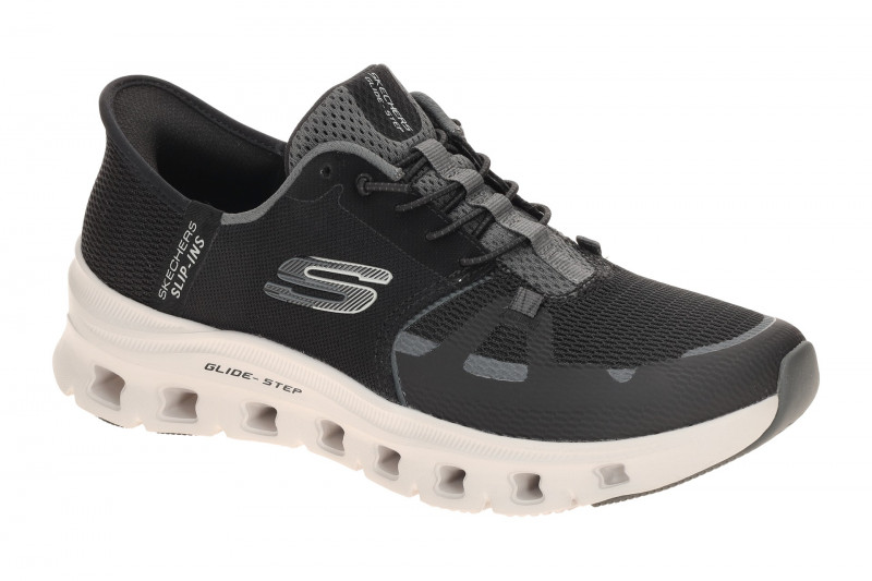 Skechers Glide Step Schuhe schwarz grau Damen SLIP-INS 150420
