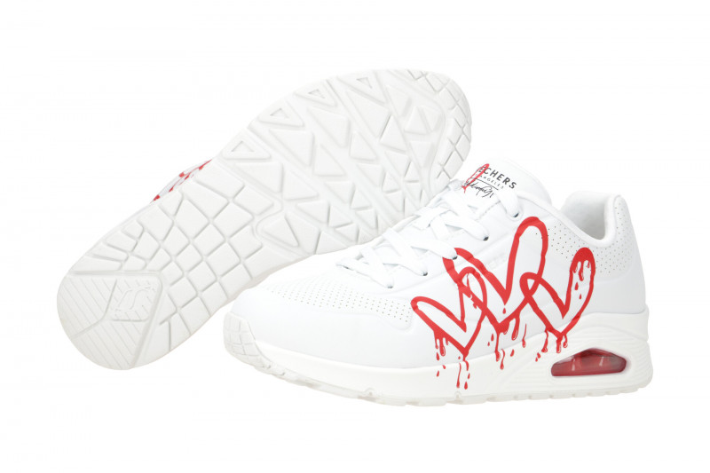 Skechers Uno Schuhe weiß rot Herz 177980