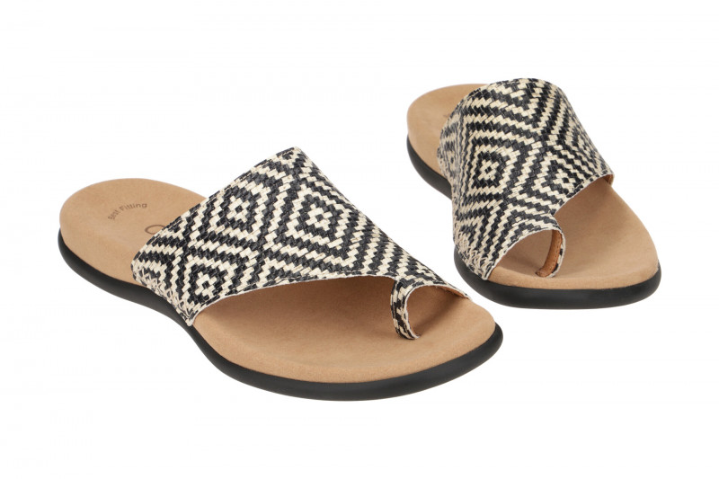 Gabor Zehentrenner Pantolette schwarz beige Mosaik