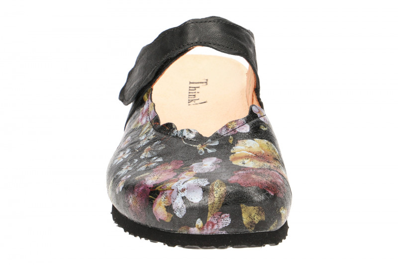 Think Julia Pantolette schwarz Blumen Clogs