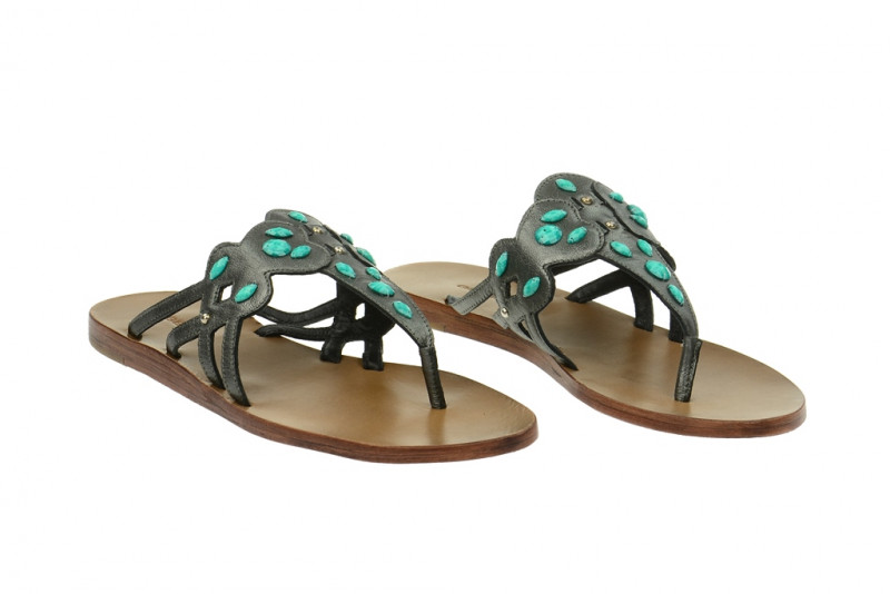 Geox Pantolette Harper grau grün - D32L8F