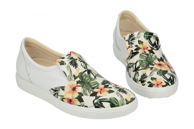 Ecco Soft 7 Slipper Schuhe weiß Blumen
