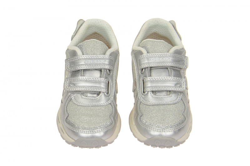 Geox Respira Shuttle Girl Kinderschuhe in silber weiß Mädchen