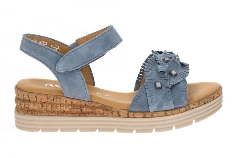 Gabor Keil Sandale blau Velour Fransen 82.704.26