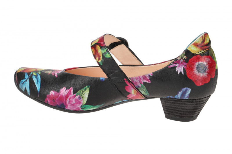 Think Aida 532 Riemchen Pumps schwarz bunte Blumen
