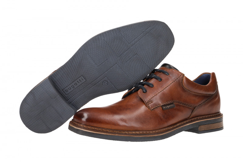 bugatti Maik Exko Schuhe braun cognac Schnürer AES02
