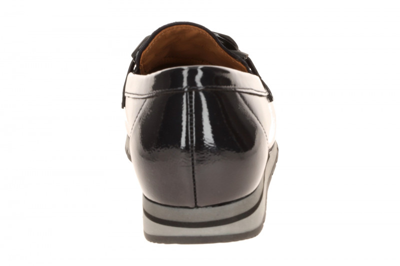 Gabor Schuhe Slipper blau Lack Velour Mokassin 4004.01