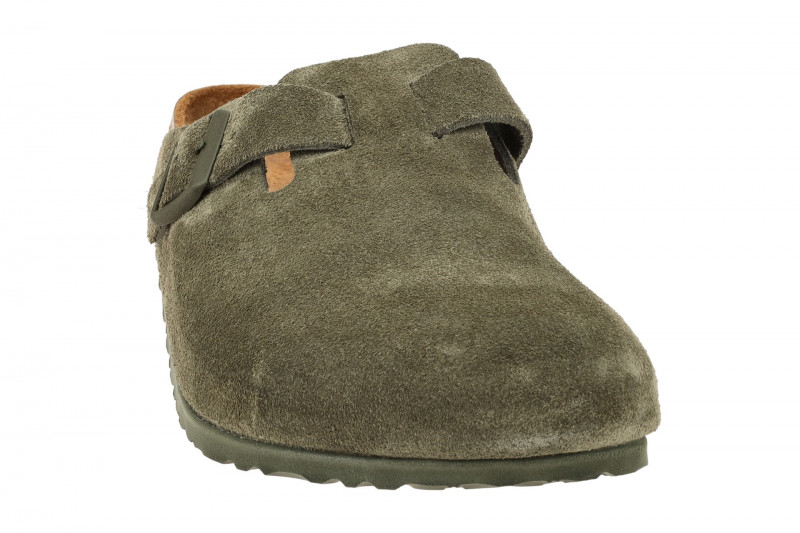 Birkenstock Boston Clogs Pantoletten grün Velour Normal-Weit 1024721
