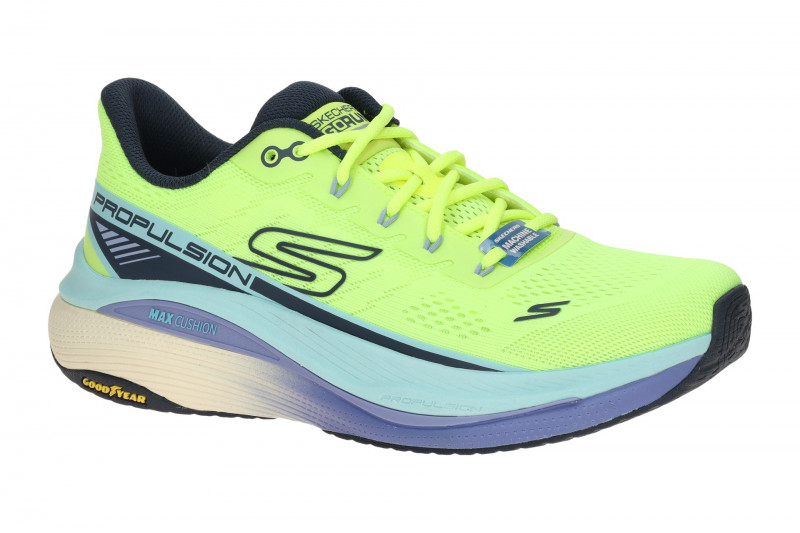 Skechers MAX CUSHIONING Schuhe gelb blau Damen Sportschuhe 128901