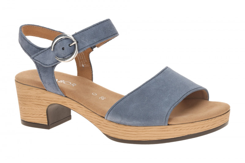 Gabor Plateau Sandalette jeans blau Velour 82.071.26