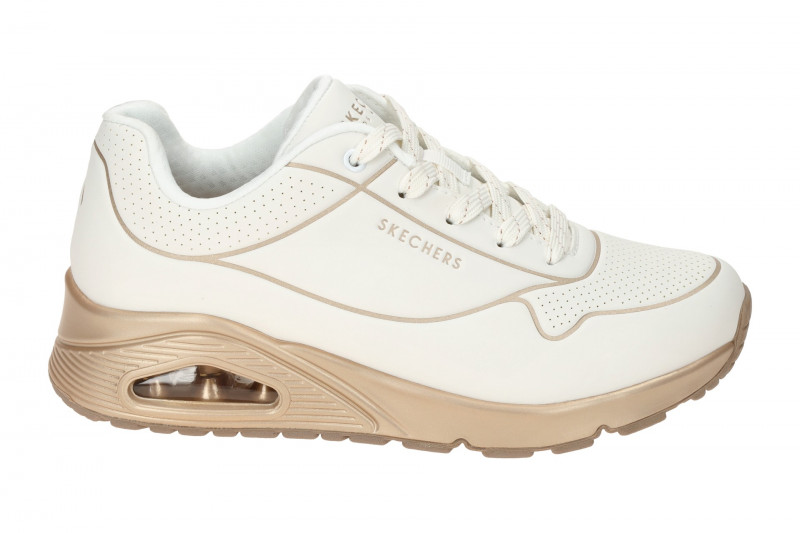 Skechers Uno Schuhe weiß gold Linien 177087