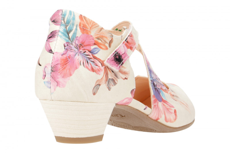 Think Aida Riemchen Pumps weiß pastell Blumen