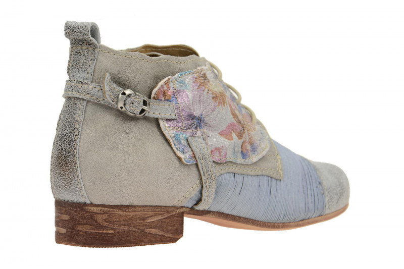 Charme Stiefelette grau blau Blumen 0064