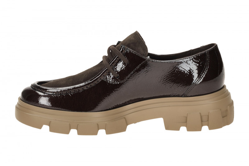 Paul Green Schuhe braun Lack Velour Mokassin Loafer 1183