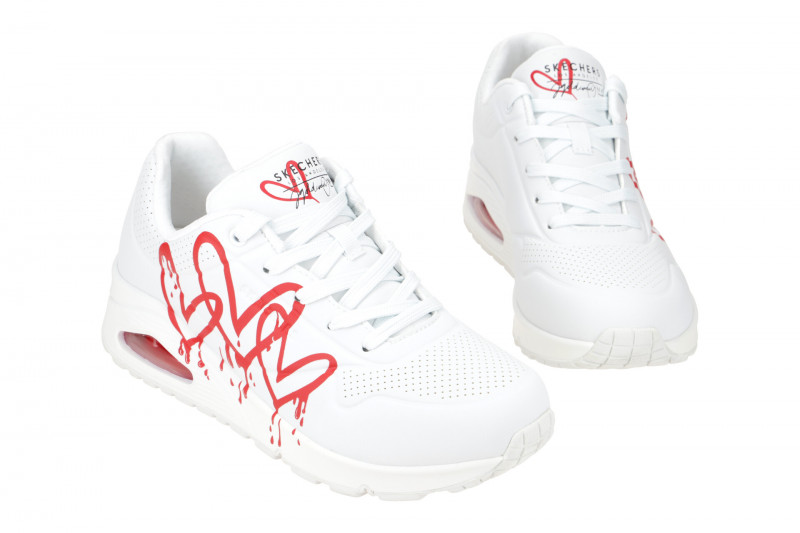 Skechers Uno Schuhe weiß rot Herz 177980