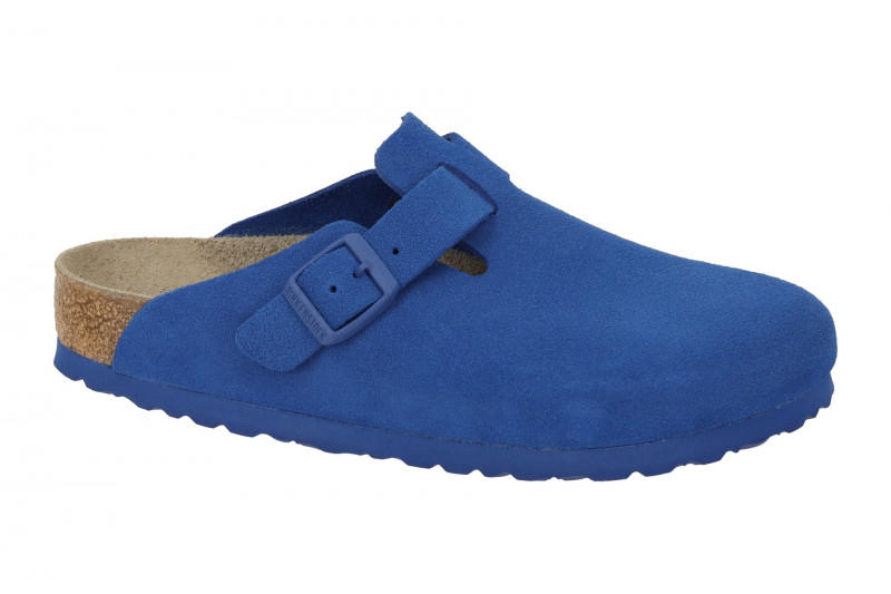 Birkenstock Boston Clogs Pantoletten ultra blau Velour Normal-Weit 1022556