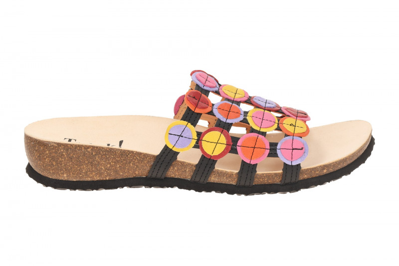 Think Julia Pantolette schwarz bunte Punkte 247