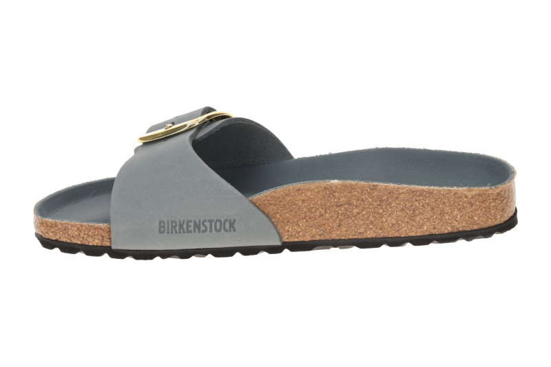 Birkenstock Madrid Big Buckle Pantolette grau blau SCHMAL