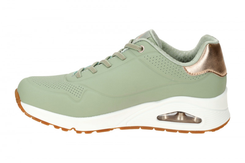 Skechers Uno Schuhe Damen Sneakers grün rose metallic 155196