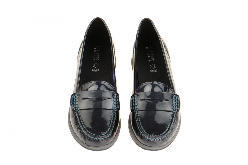 Geox Lack Mokassin Slipper blau AVERY