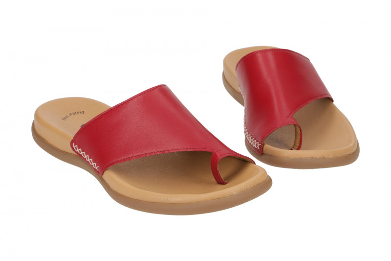 Gabor Zehentrenner Pantolette rot Nappa Lederfußbett