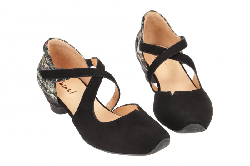 Think Aida Riemchen Pumps schwarz gold