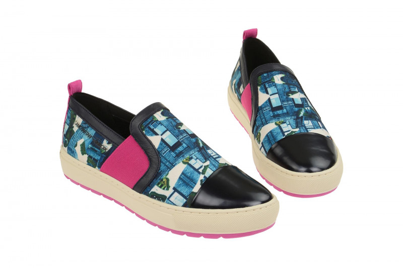 Geox Breeda Designer Schuhe Slipper blau print