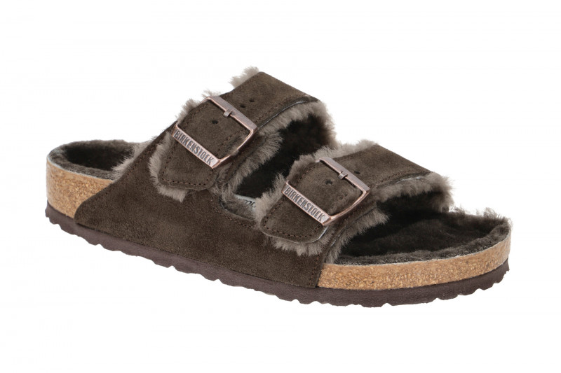 Birkenstock Arizona Shearling Pantolette dunkelbraun Lammfell 1020566
