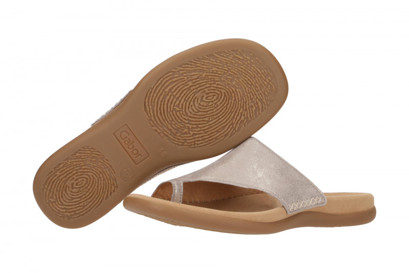 Gabor Zehentrenner Pantolette grau gold metallic 83.700.62