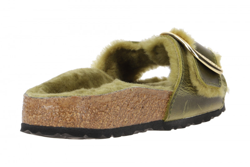 Birkenstock Madrid Big Buckle Shearling Pantolette grün 1023138